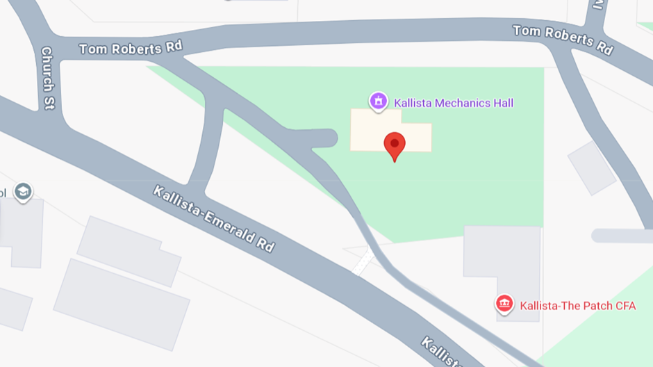 Map showing Kallista Mechanics Institute Hall